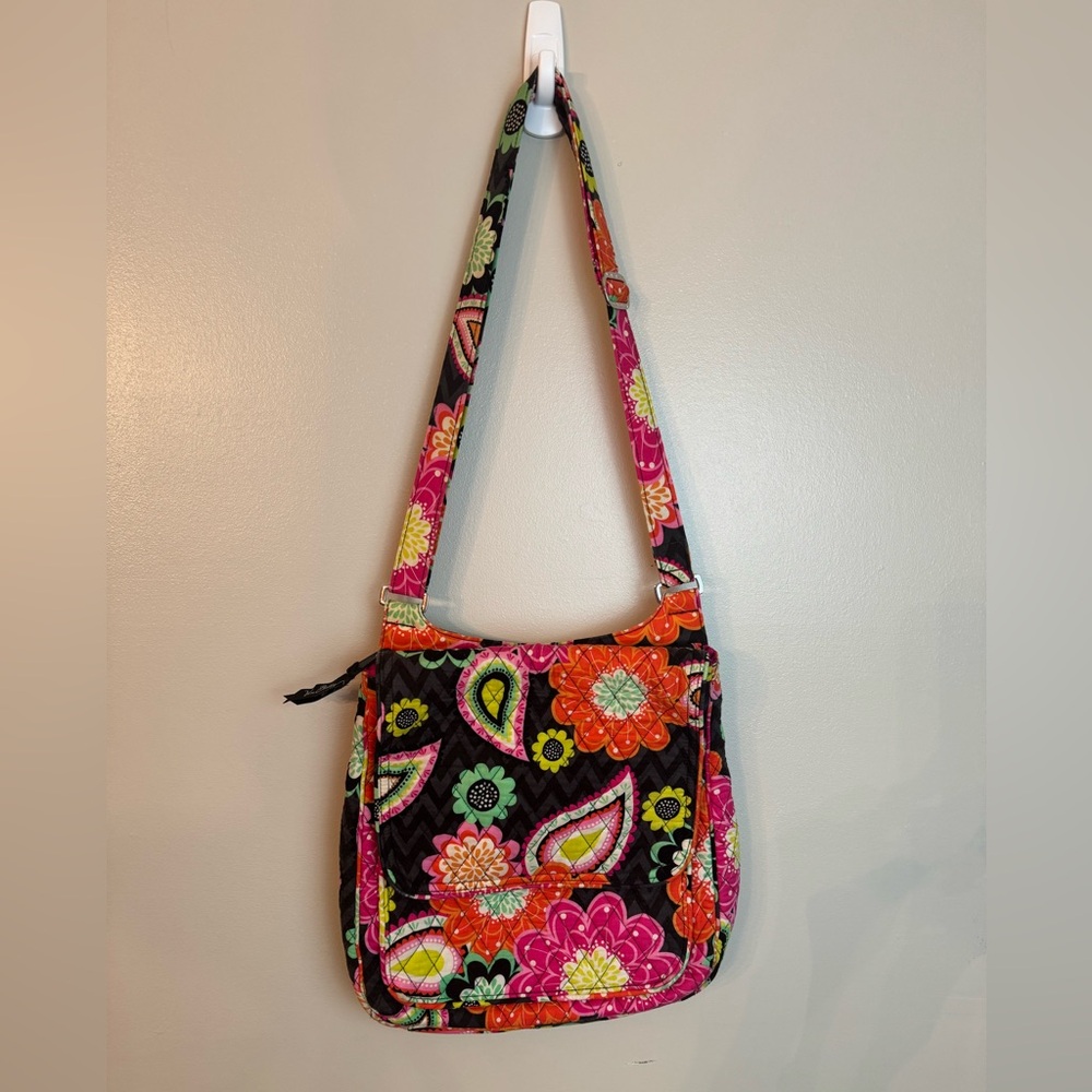 Vera Bradley Quilted Floral Crossbody Shoulder Bag - Black Multicolor